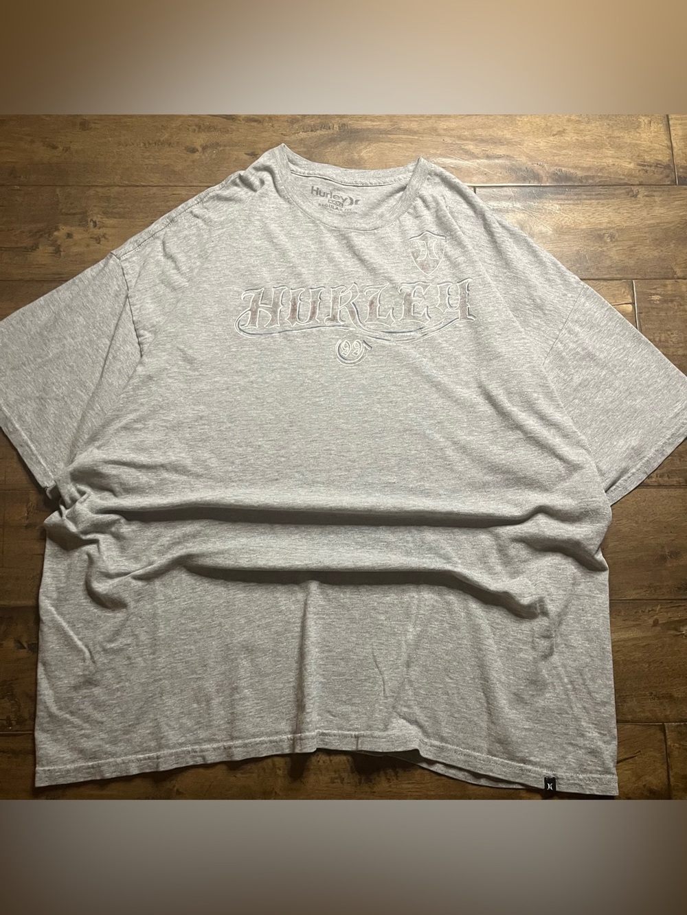 Men’s Y2K Surfwear Hurley grey t-shirt with white embroidery Size XXXL #skater